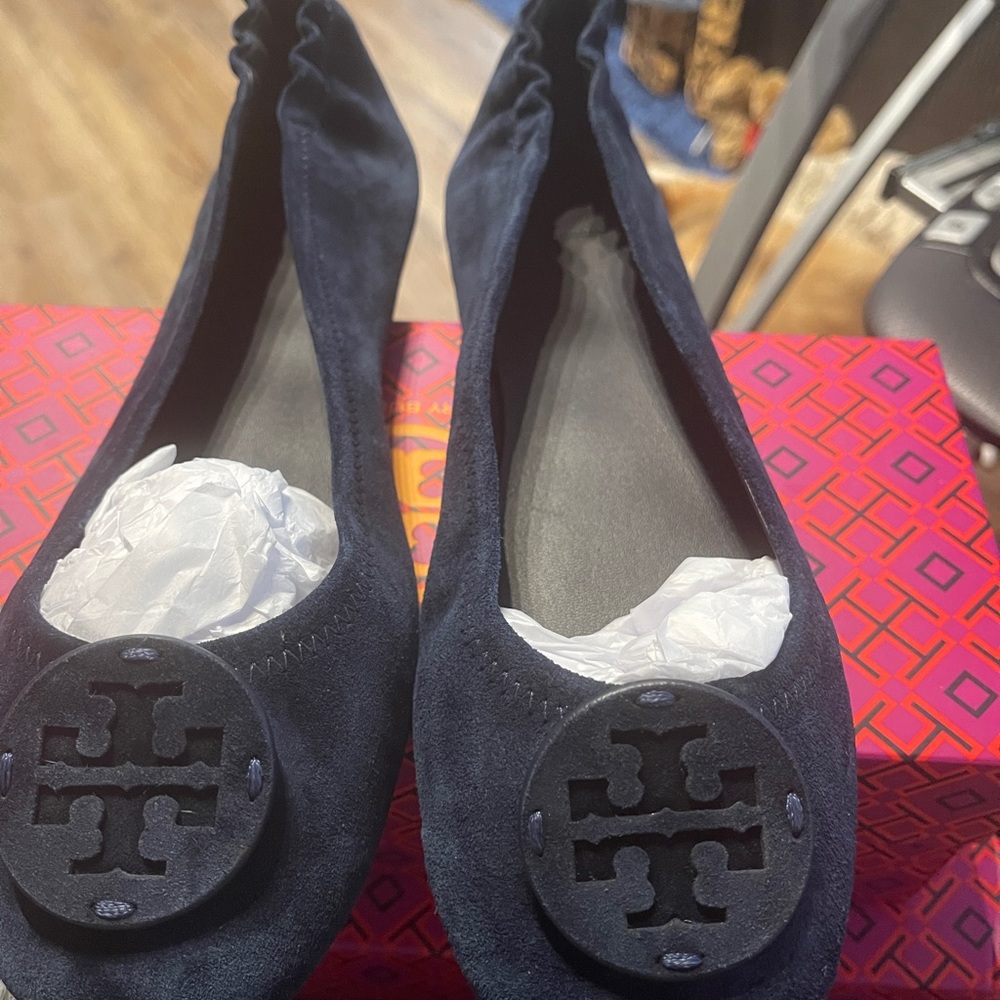 Brand New Tory Burch Blue Suede Minnie size 11